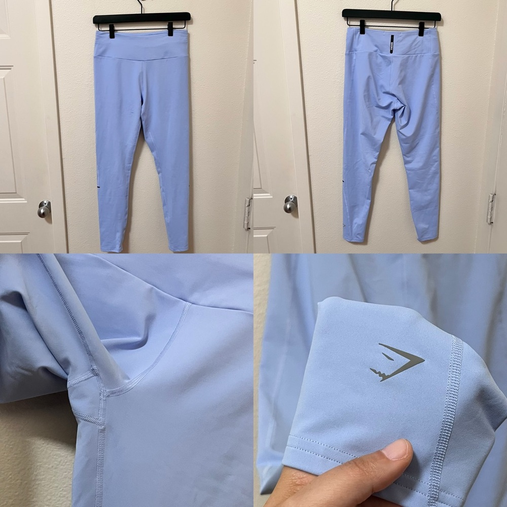 •GYMSHARK• Speed Leggings Moonstone Blue High Waisted Compression Full Length